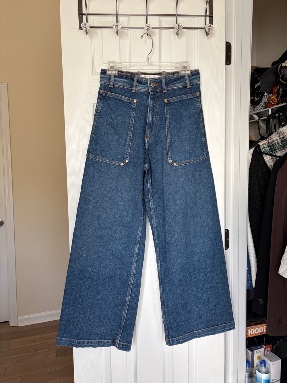 Zara Premium 70’s Marine Wide Leg Jeans US6 ref. 8246/263